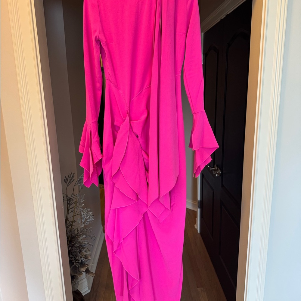 Solace London Elegant Pink Ruffle Dress